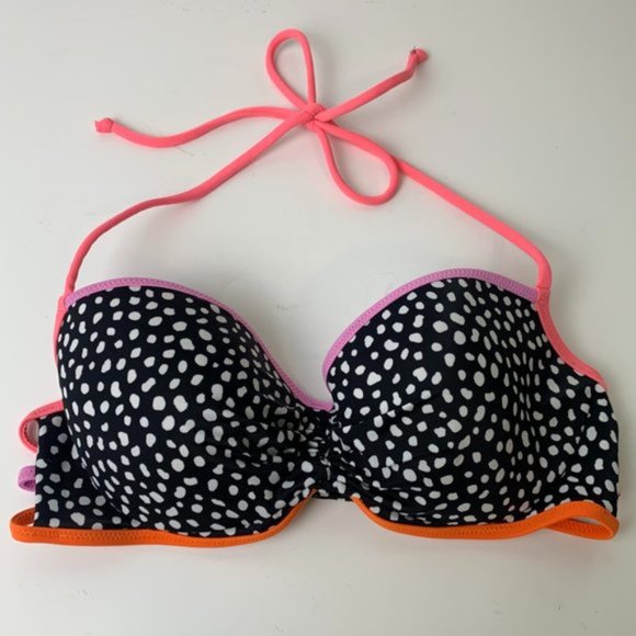 Victoria's Secret Black & White Dotted The Getaway Halter Bikini Top - Picture 3 of 7